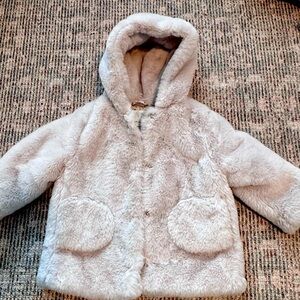 Zara faux fur coat. 18-34 months in light gray